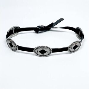 Vintage Faux Leather Silver Buckle Belt